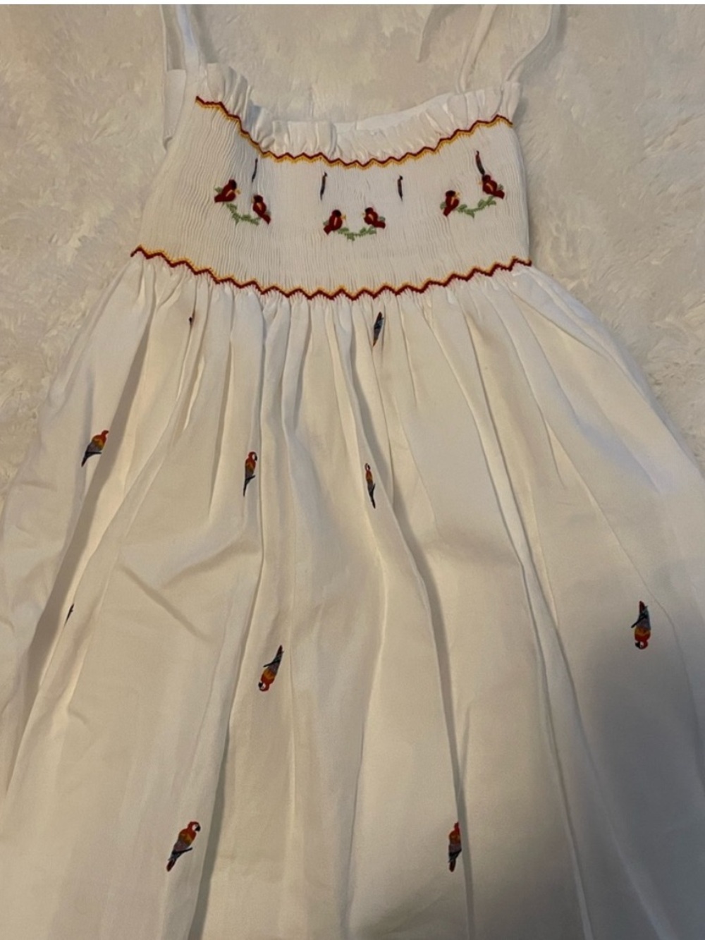 EMILY LACEY baby girls smocked embroidered parrot dress